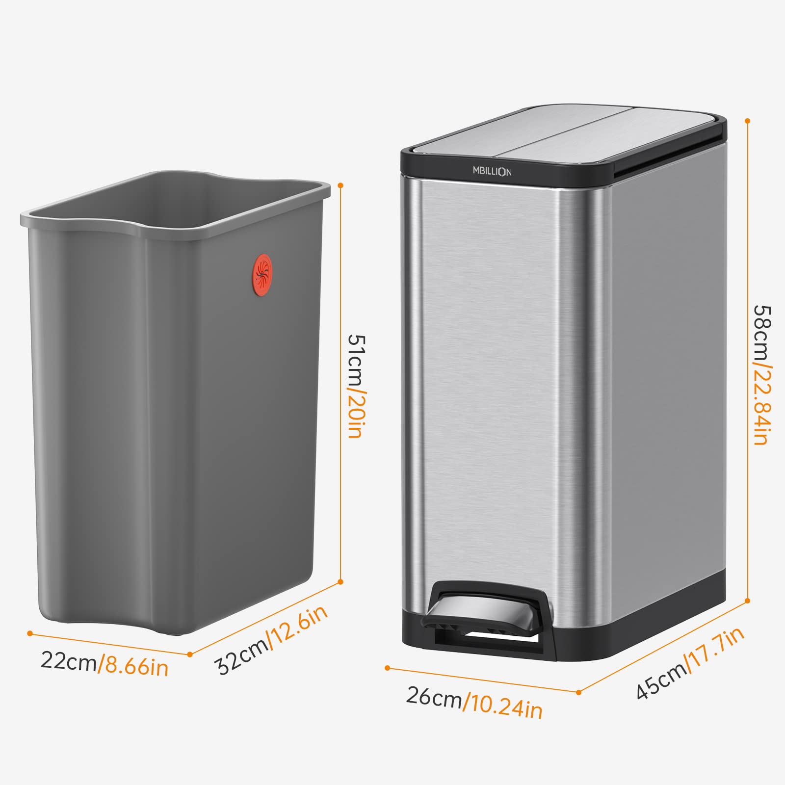 Amazon｜Mbillion ゴミ箱 おしゃれ スリム ペダル式 ごみ箱 ステンレス